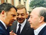 da sx, Renzi, Bonometti (Aib), Torri (Cisl Brescia)