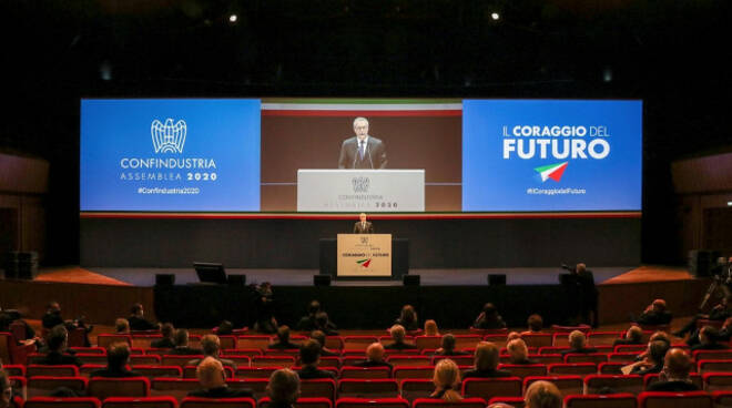 Assemblea Confindustria bresciani Pasini e Bonometti con Bonomi