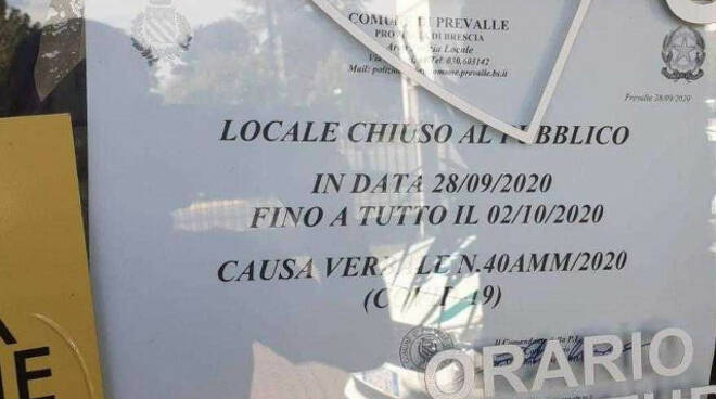 Prevalle niente mascherine e troppa gente chiusi pizzeria e bar