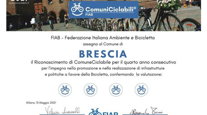 attestato bike smile comune di Brescia