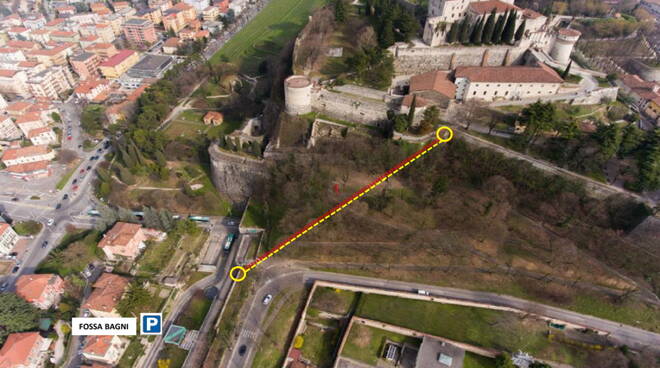 Castello Brescia Progetto Ascensore schema percorso