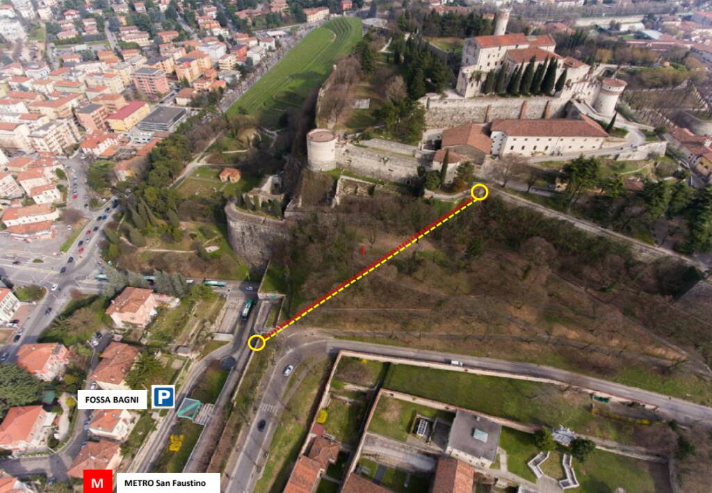 Castello Brescia Progetto Ascensore schema percorso