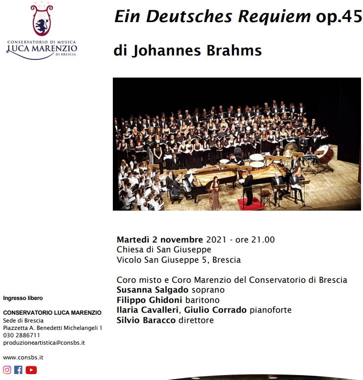 Ein Deutsches Requiem Brahams Conservatorio Luca Marenzio