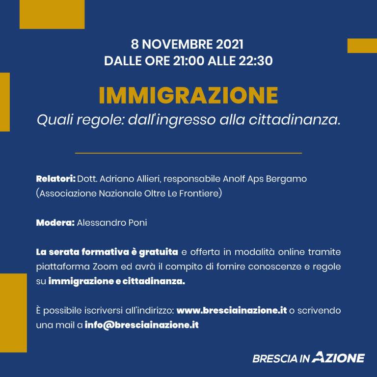 locandina immigrazione Brescia in Azione