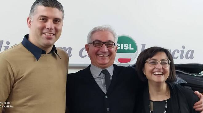 Fns Cisl da sx Gianpiero D'Addato, RENATO D'ANGERIO (segretario generale), Carmela Maggio