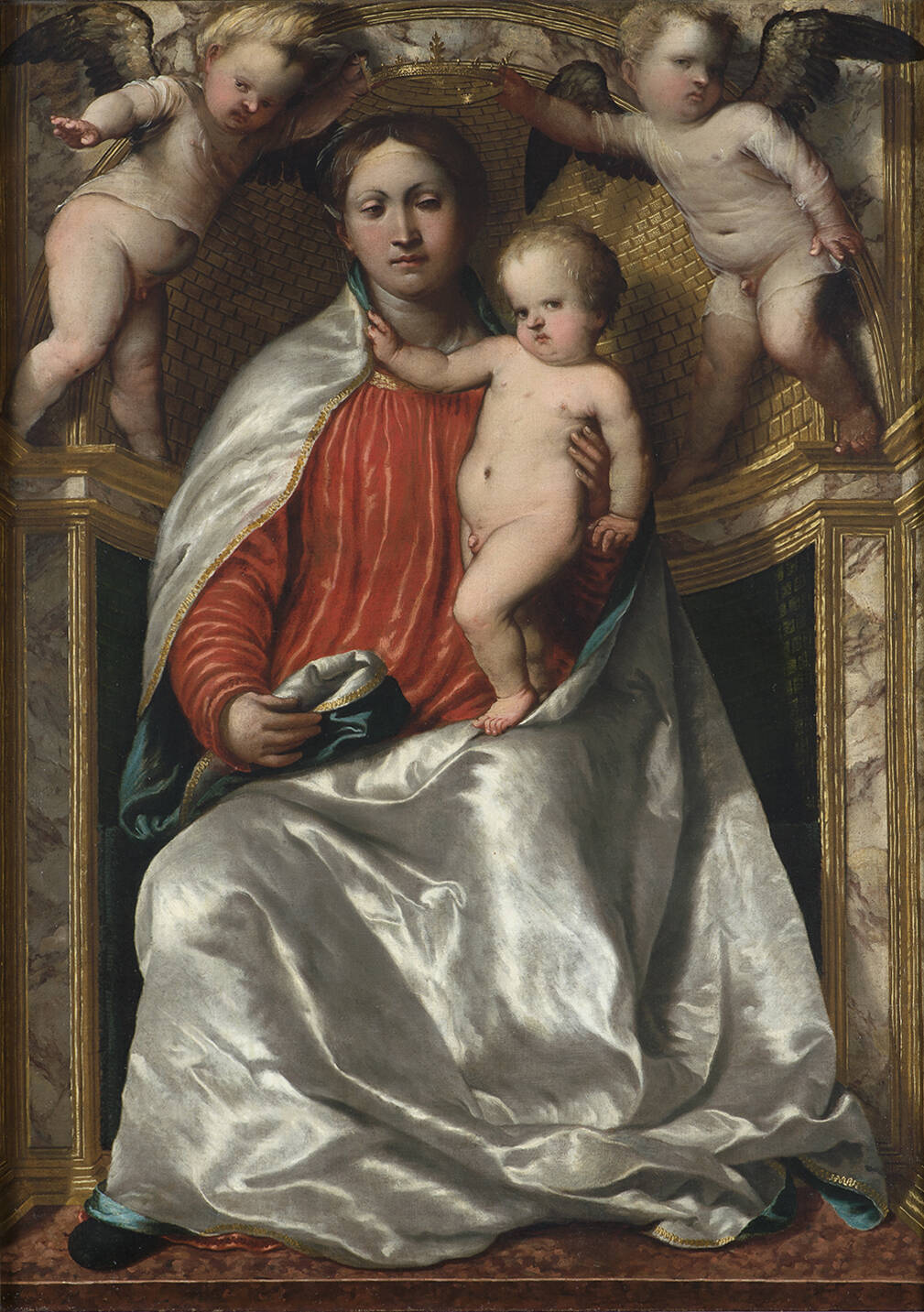 Girolamo Romanino, "Madonna col Bambino incoronata da due angeli"