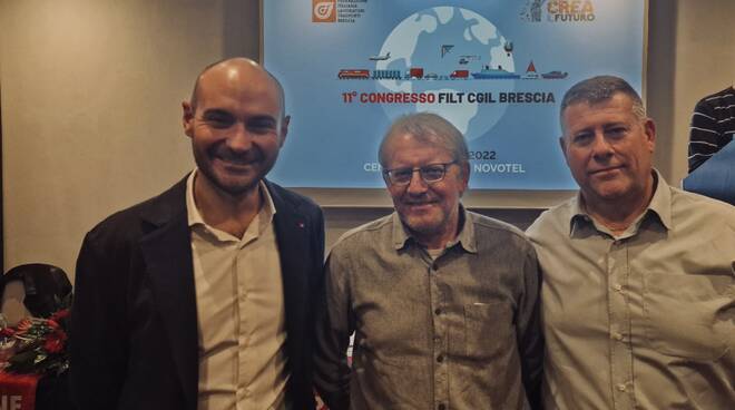 Da destra Mauro Ferrari (Filt Brescia), Francesco Bertoli, Luca Stanzione (Filt Lombardia)