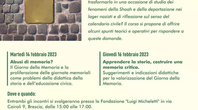 Locandina Giorno della Memoria fondazione Micheletti
