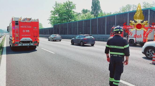 Vigili del fuoco incidente Autostrada A4 a Calcinato