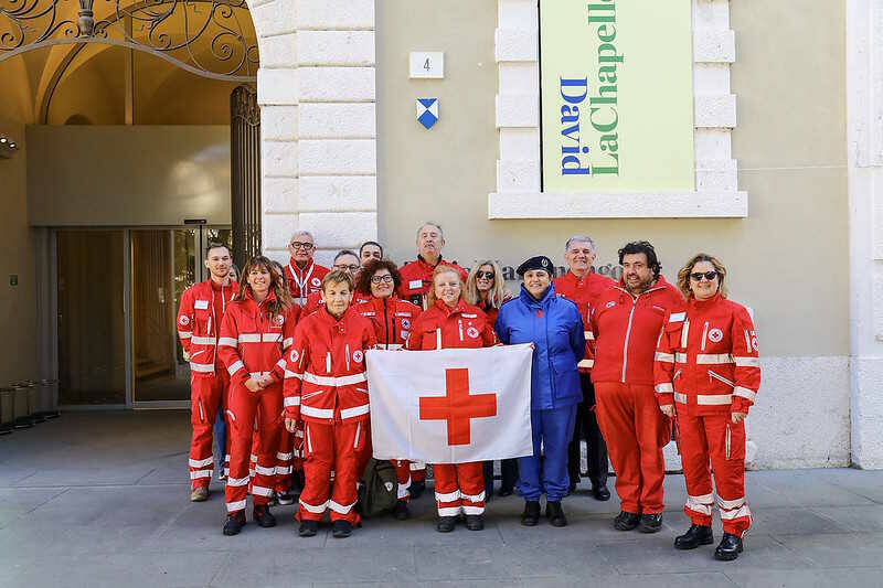 Croce rossa italiana Brescia svelamento dello Scudo Blu alla Pinacoteca Tosio Martinengo