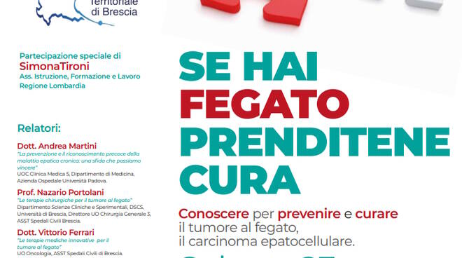 Locandina convegno tumori fegato Lilt Brescia