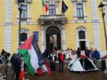 Rettorato università di Brescia tende manifestazione Palestina